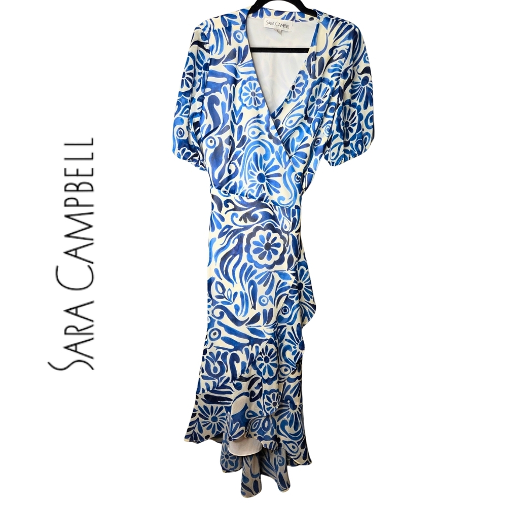 Sara Campbell Dress in Blue and White